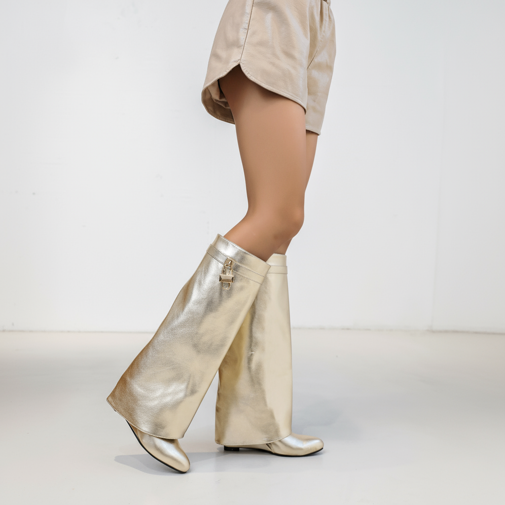 Soraya™ botas de cuero metalizadas