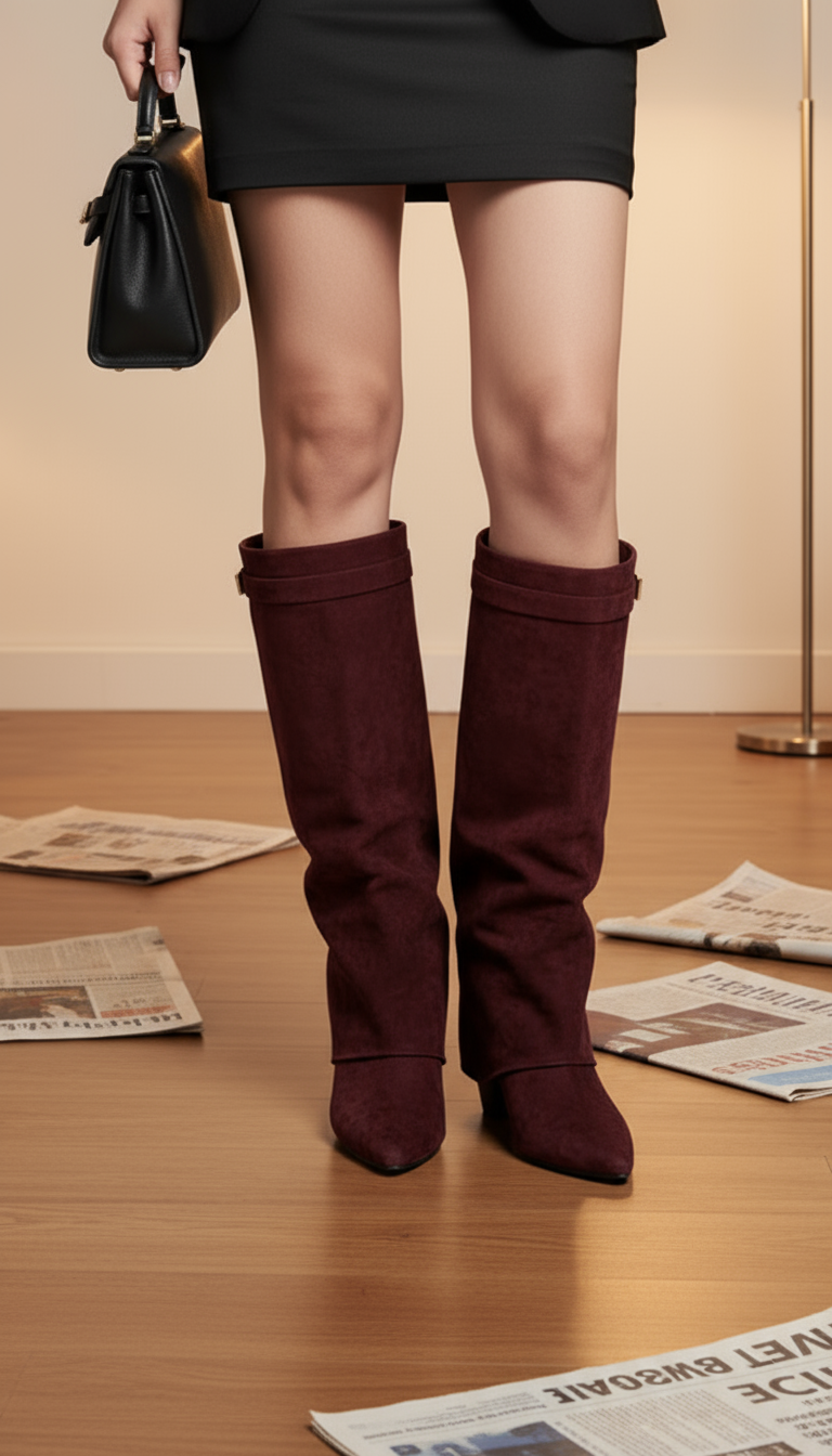 Gijón™ botas de ante burdeos