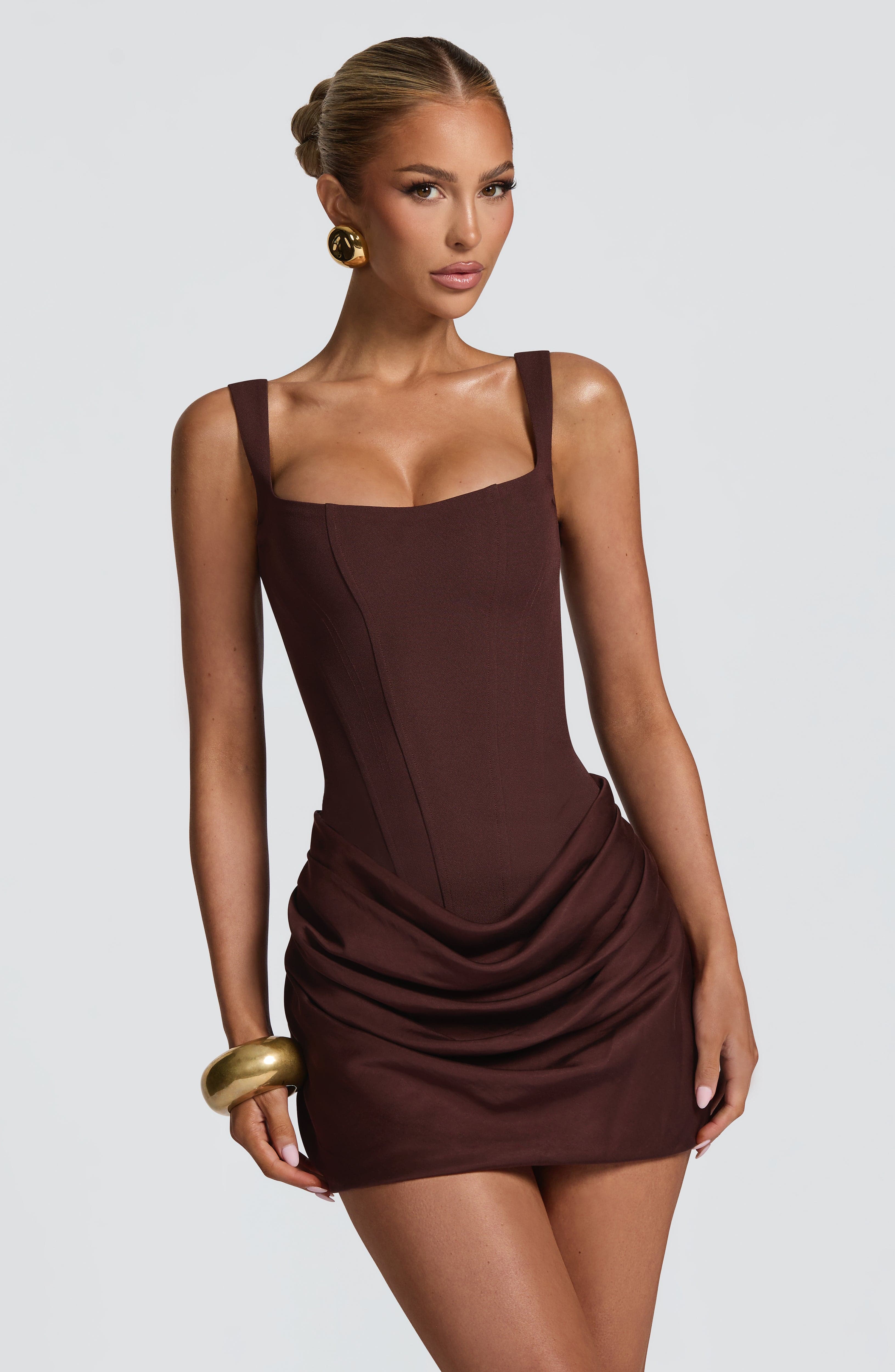 Cornelia Mini Dress - Plum Brown Dress Babyboo Fashion Premium Exclusive Design